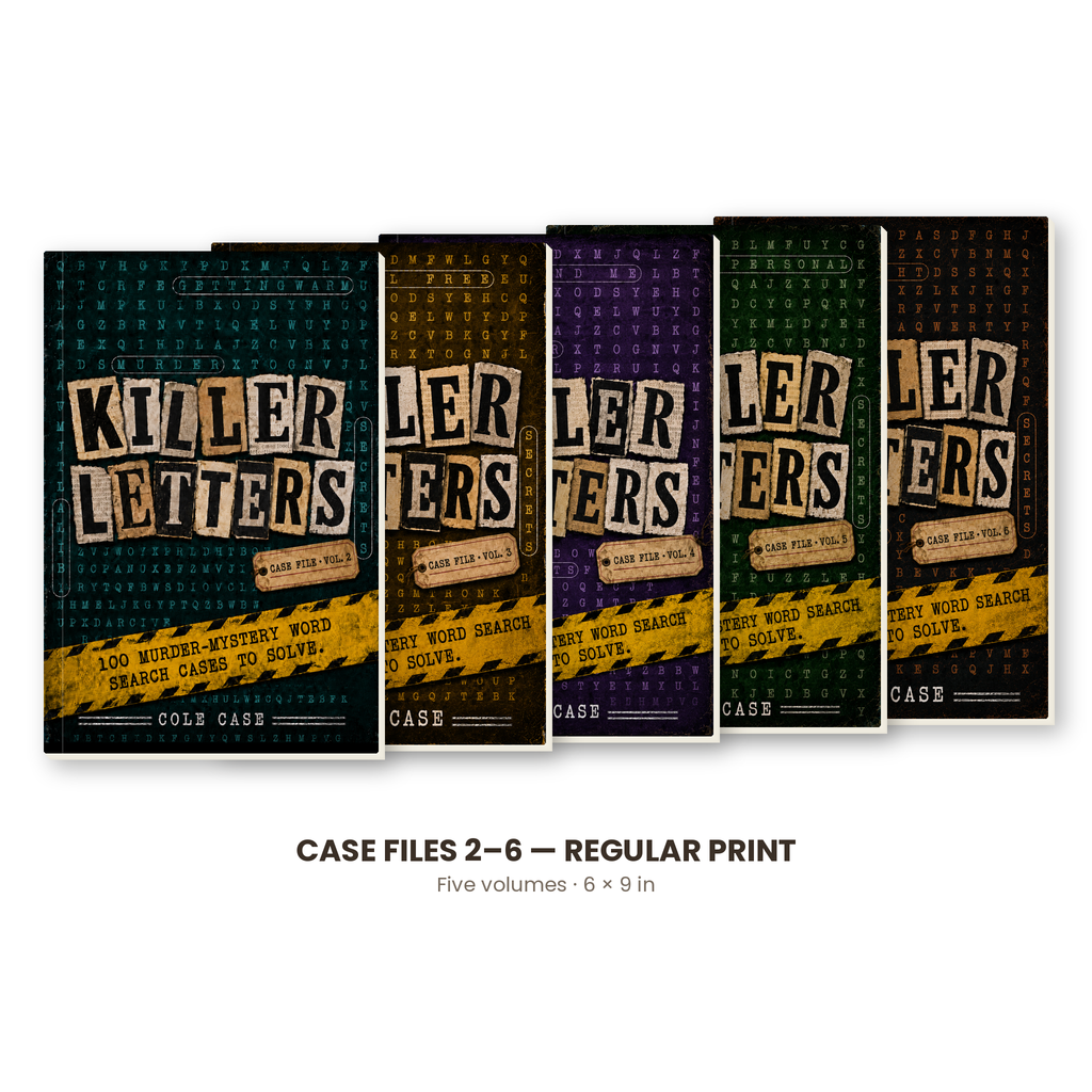Killer Letters Case Files 2-6 continuation bundle, five regular print 6x9 paperbacks
