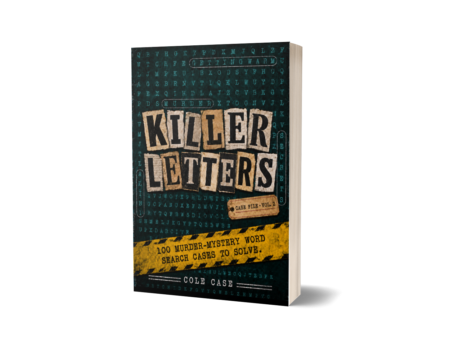 Killer Letters Vol. 2 paperback mockup for PageTurn Puzzles noir mystery word search series