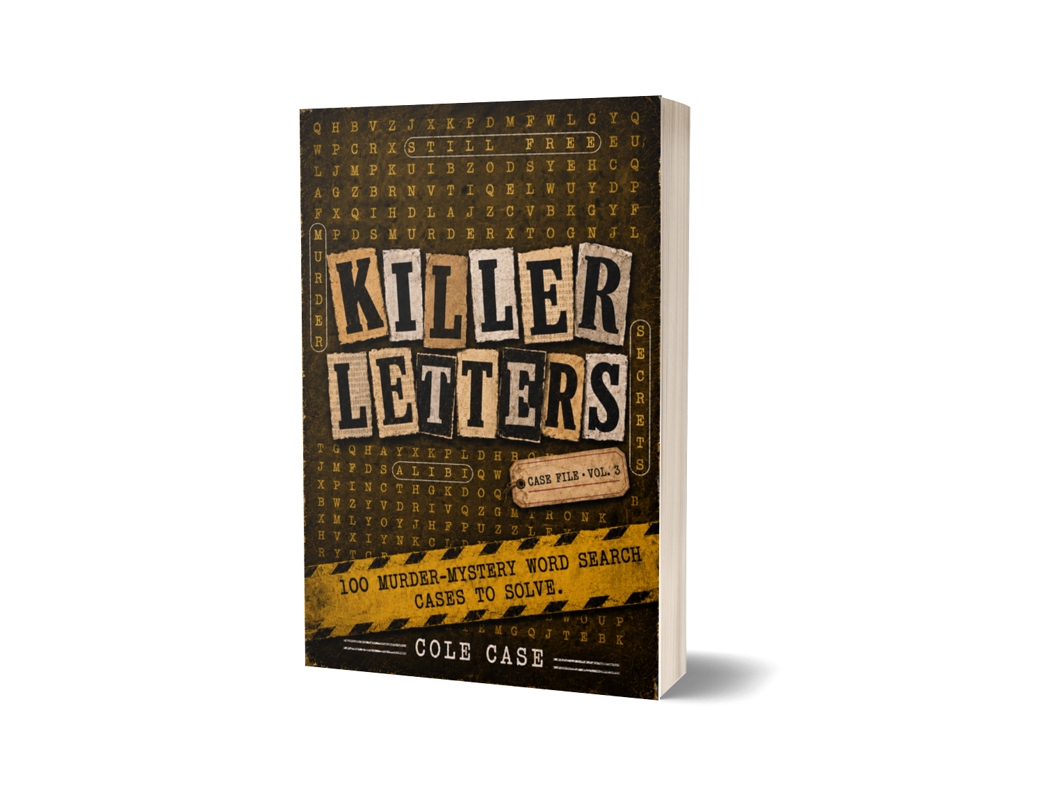 Killer Letters Vol. 3 paperback mockup for PageTurn Puzzles noir mystery word search series