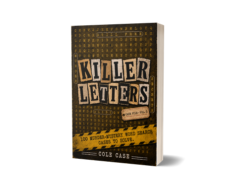 Killer Letters Vol. 3 paperback mockup for PageTurn Puzzles noir mystery word search series