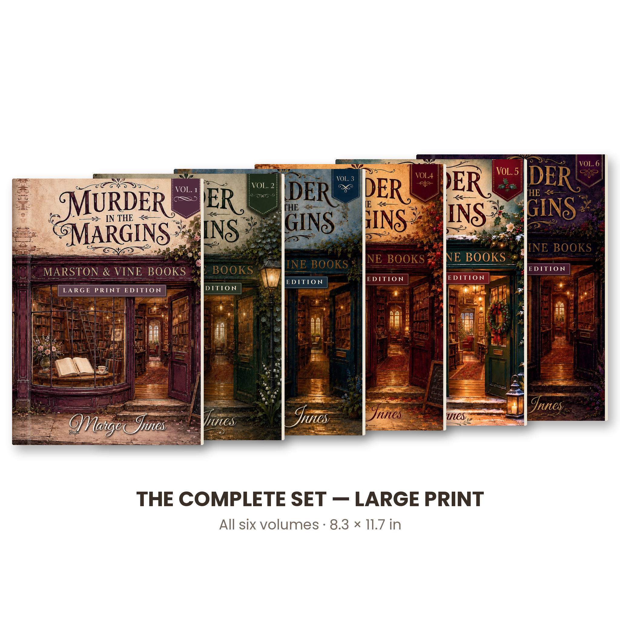 Murder in the Margins Complete Set — Large Print Edition, all six volumes