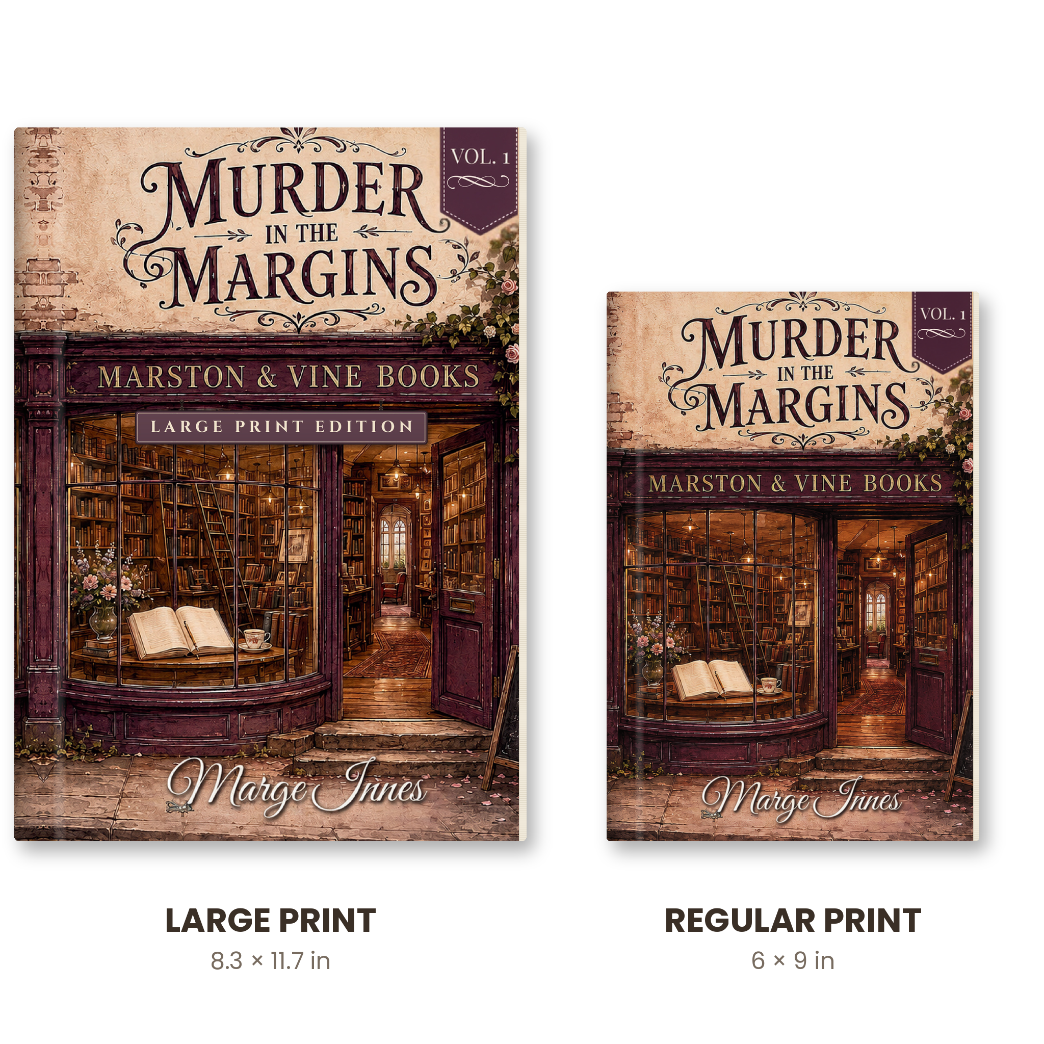 Murder in the Margins Vol. 1 — Large Print vs Regular Print size comparison