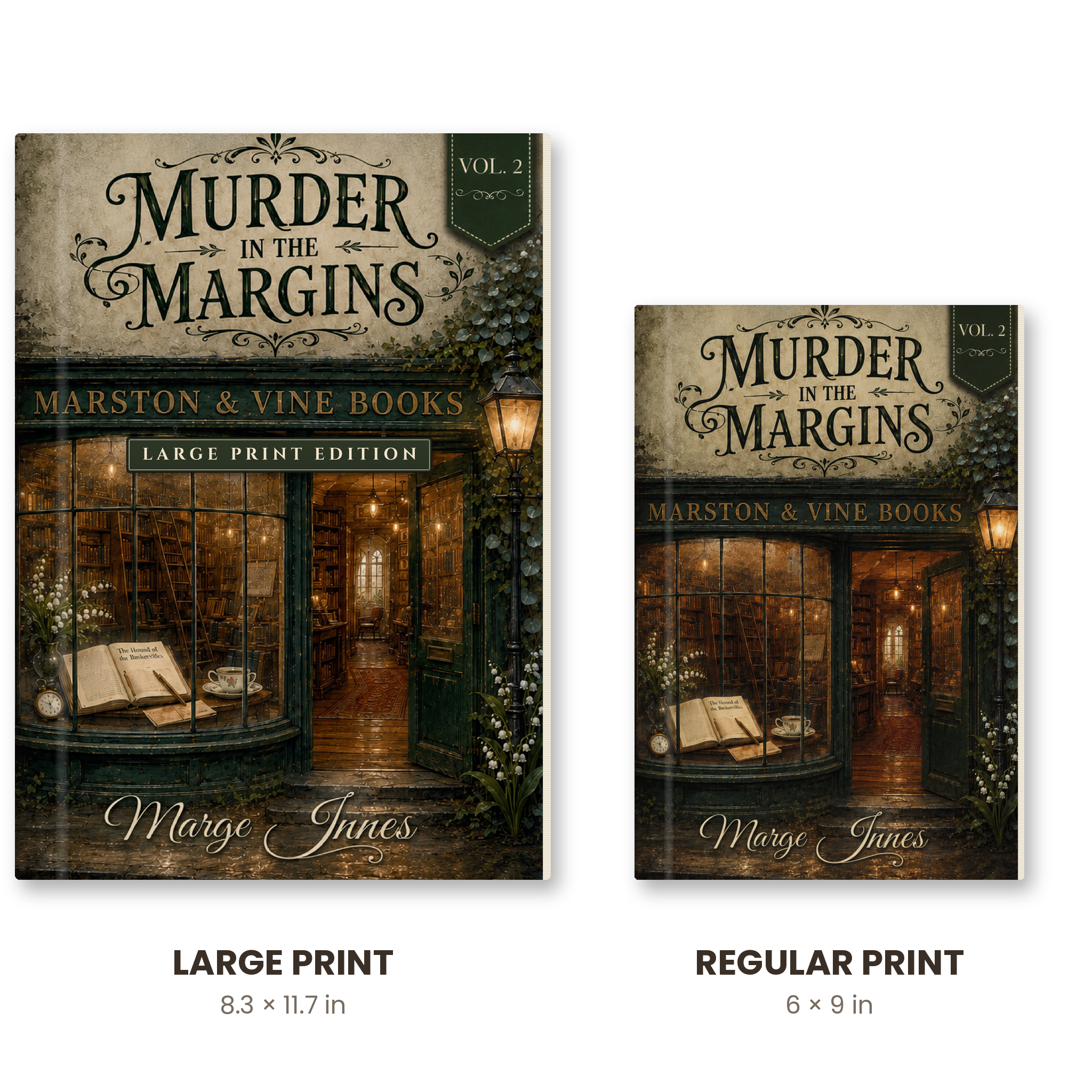 Murder in the Margins Vol. 2 — Large Print vs Regular Print size comparison