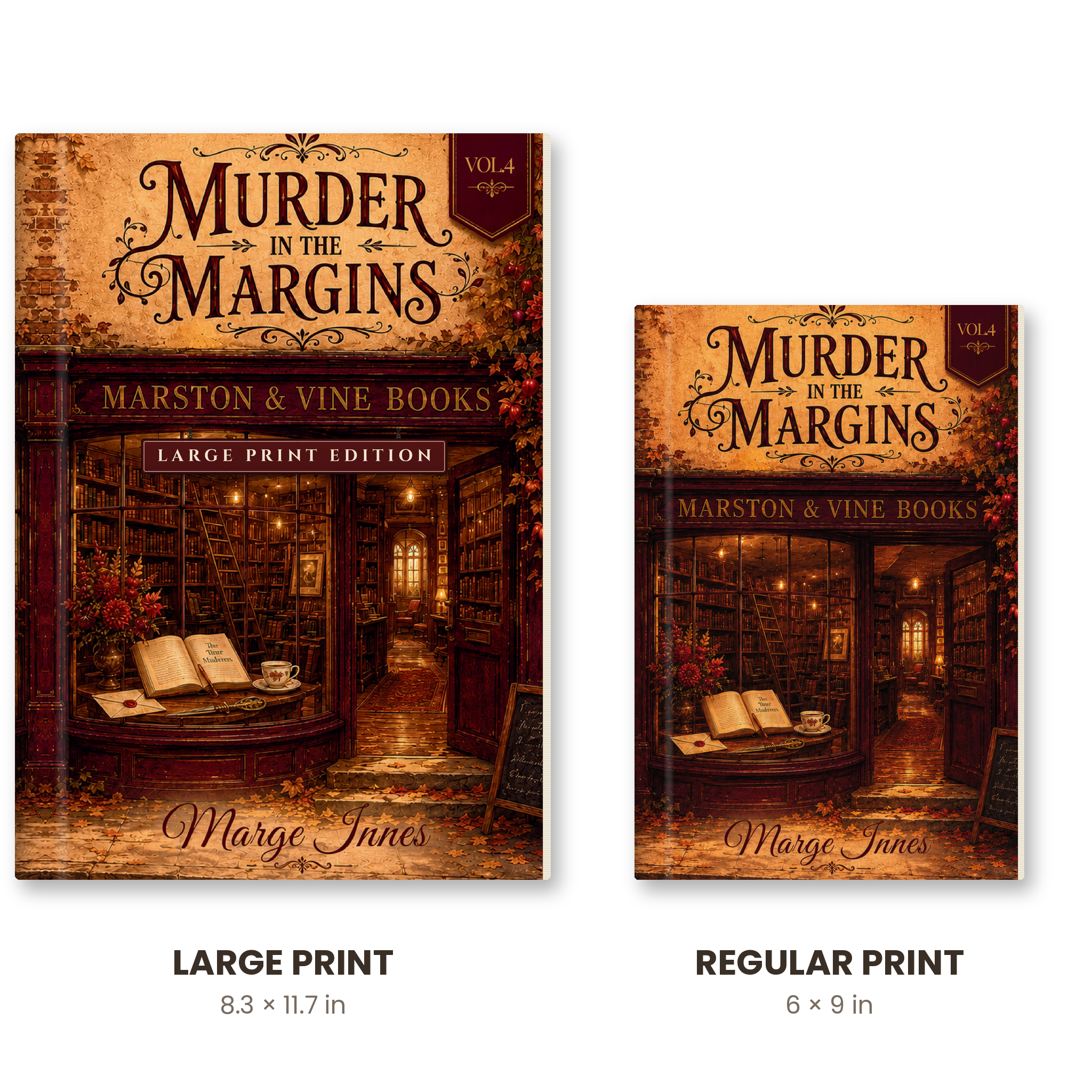 Murder in the Margins Vol. 4 — Large Print vs Regular Print size comparison