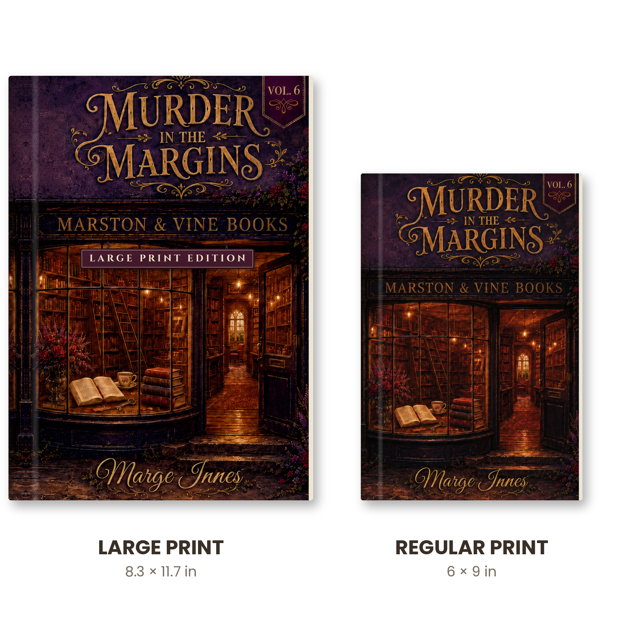 Murder in the Margins Vol. 6 — Large Print vs Regular Print size comparison