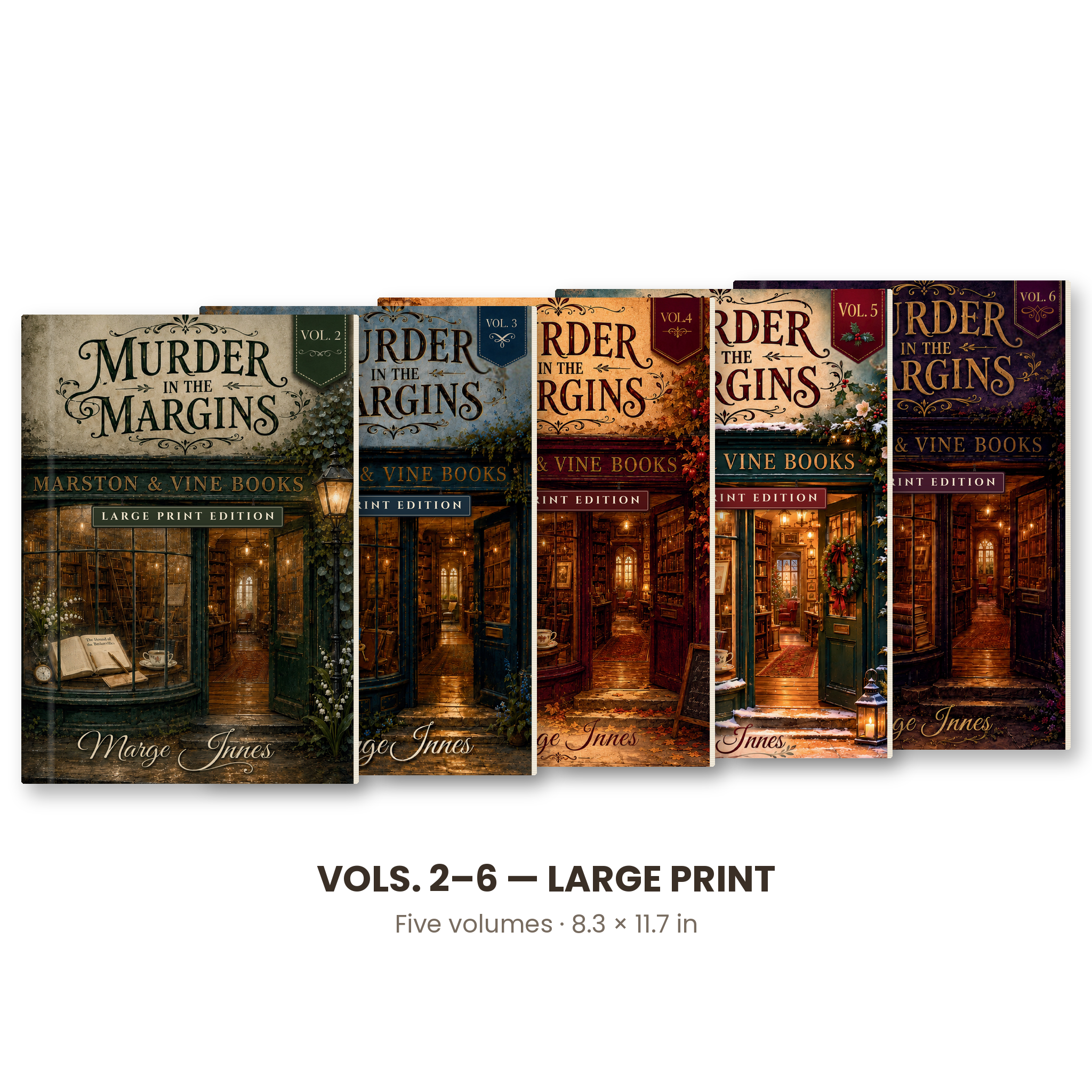 Murder in the Margins Vols. 2–6 — Large Print lineup