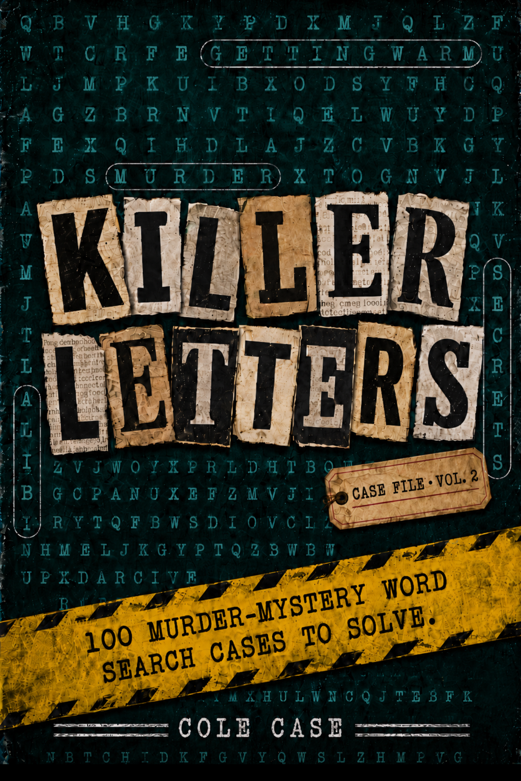 Killer Letters Vol. 2 paperback cover for a 100 murder-mystery word search cases to solve